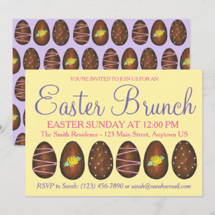 Gult Lila Butterkräm Påsk Basket Egg Brunch Inbjudningar