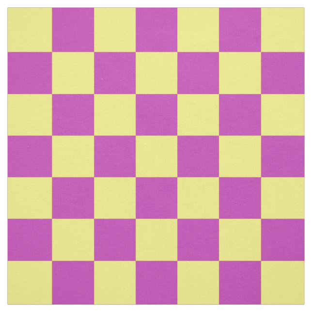 Gult Lila Checker Mönster Textile Tyg (Provkarta)