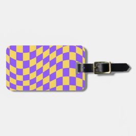 Gult Lila Checkerboard Mönster Bagagebricka