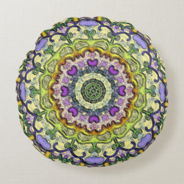 Gult Lila Classic och Traditional Round Pillow Rund Kudde