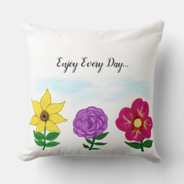 Gult Lila Fuchsia Blomsterträdgård Kudde