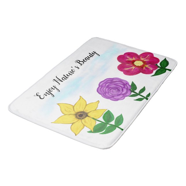 Gult Lila Fuchsia Flowers Badrumsmatta (Vinklad)