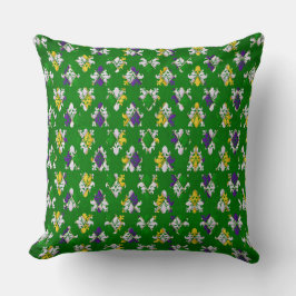GULT LILA GRÖNT MARDI GRAS FLEUR DI LIS KUDDE