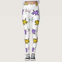 Gult Lila Hund Bone Graffiti Stil leggings 1