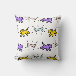 Gult Lila Hundar Bones Graffiti Stil Pillow Kudde