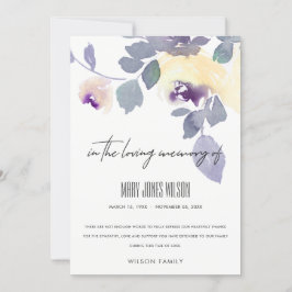 GULT LILA LILAC RO BLOMMIGT  SYMPATHY MEMORIAL TACK KORT