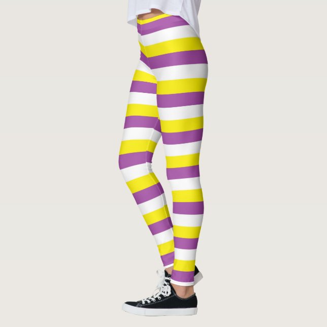 Gult, Lila och vit Rand Leggings (Vänster)