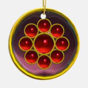 GULT LILA RED GEMSTONE MON JULGRANSPRYDNAD KERAMIK