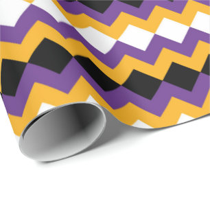 Gult, Lila, svart och vit Zigzag Chevron Presentpapper