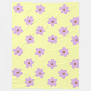 Gult Lila Tropical Blommigt Botanical Summer Fleecefilt