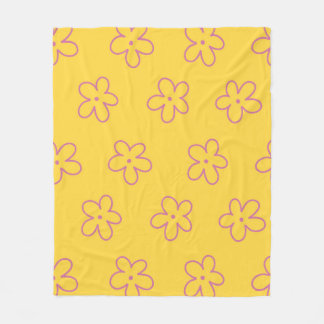 Gult Lila Tropical Blommigt Botanical Summer Fleecefilt