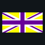 Gult Lila Union Jack Poster<br><div class="desc">Bright gult,  vit och lila kor mönster baserat på Union Jack.</div>
