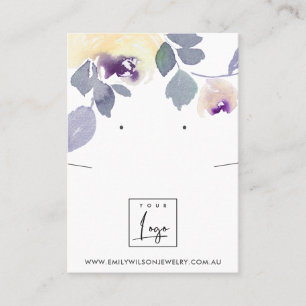GULT LILAC BLOMMIGT NECKLACE EARRING VISNING VISITKORT