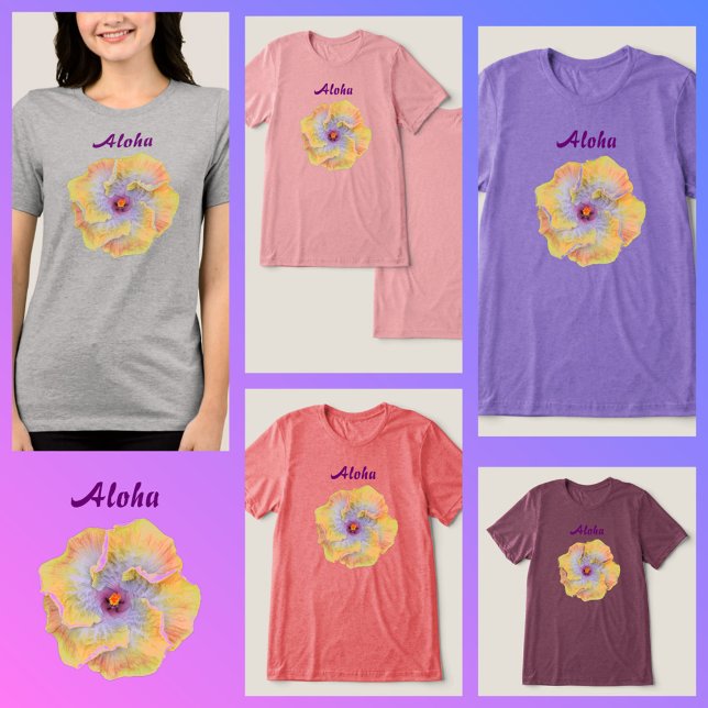 Gult Lilac Hibiscus Flower Hawaiian Aloha T Shirt (Skapare uppladdad)