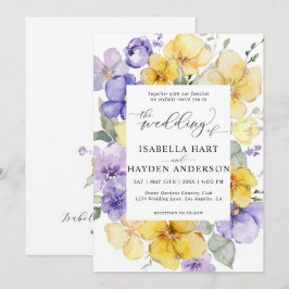 Gult Lilac Lila Lavender Rustic Blommigt Bröllop Inbjudningar