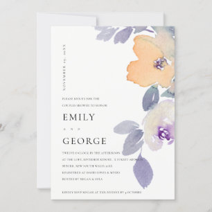 GULT LILAC LILA RO BLOMMIGT COUPLE SHOWER-KORT TACK KORT