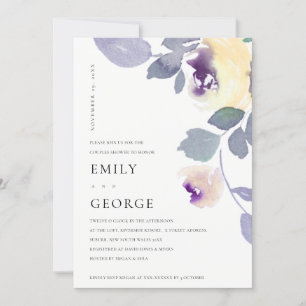 GULT LILAC LILA RO BLOMMIGT COUPLE SHOWER-KORT TACK KORT