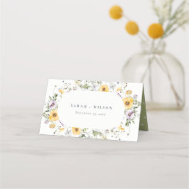 Gult Lilac WildblomCircle Ram Bröllop Placeringskort