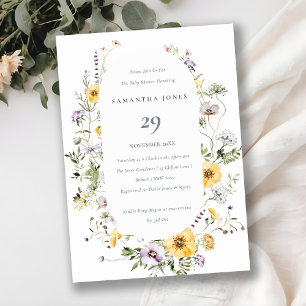 Gult Lilac Wildblomma Ram Baby Shower Inbjudan