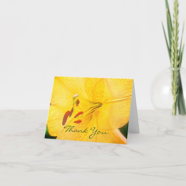 Gult Lily Flower Art-tackkort Tack Kort (Framsida)