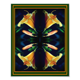 Gult Lily Flower Spegel Abstrakt 8x10 Fototryck