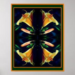 Gult Lily Flower Spegel Abstrakt Poster
