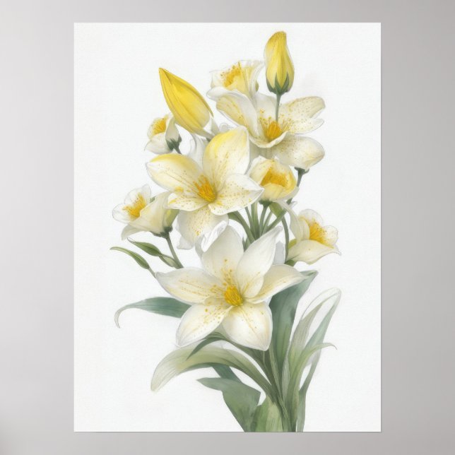Gult Lily Flowers Poster (Framsidan)