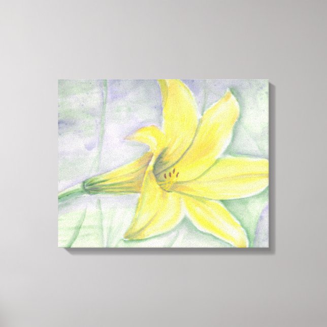 Gult Lily Painting in Acrylic Canvastryck (Framsida)
