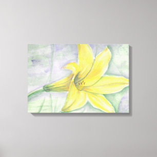Gult Lily Painting in Acrylic Canvastryck