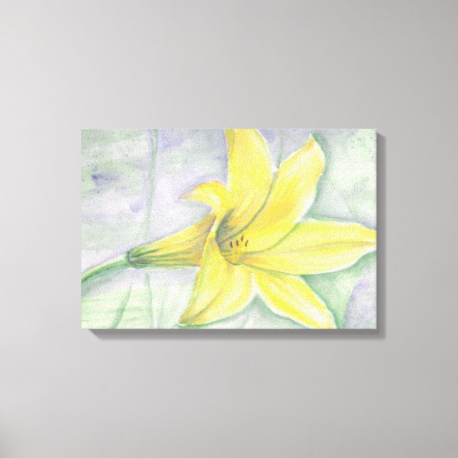 Gult Lily Painting in Acrylic Canvastryck (Framsida)