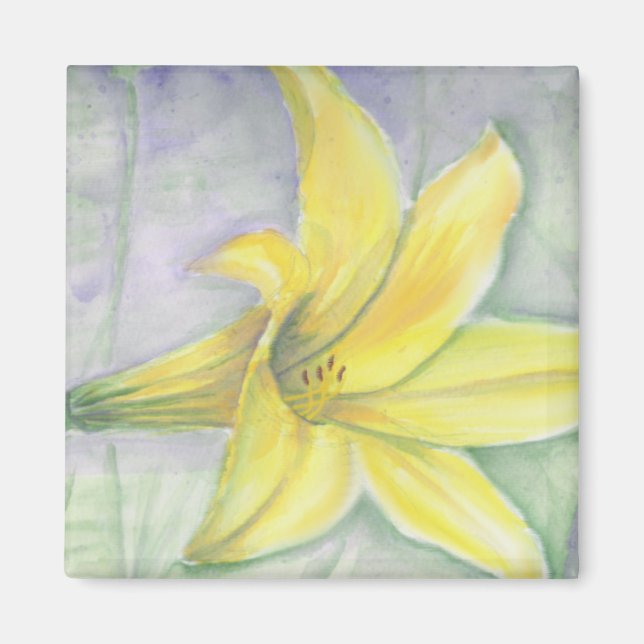 Gult Lily Painting in Acrylic Magnet (Framsidan)