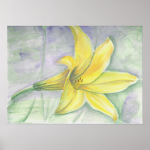 Gult Lily Painting in Acrylic Poster