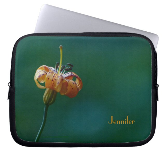 Gult Lily Wildblomma, Namn, Blommigt Computer Laptop Sleeve (Framsidan)