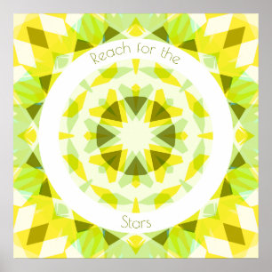 Gult Lime Green Reach for Stars Motivational Poster