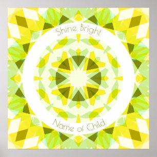 Gult Lime Green Shine Bright Star Nursery Decor Poster