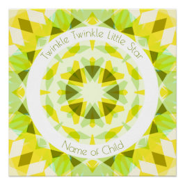Gult Lime Green Twinkle Little Star Baby Nursery Perfect Poster