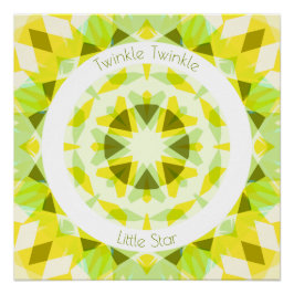 Gult Lime Green Twinkle Little Star Baby Nursery Perfect Poster