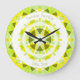 Gult Lime Green Twinkle Little Star Baby Nursery Stor Klocka