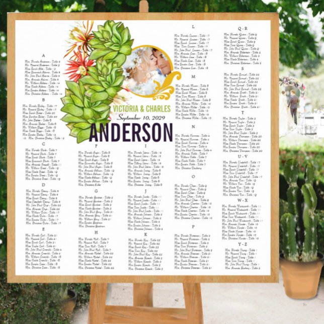 Gult Lime Succule Modern Typography Bröllop Poster (To see frame and mat pricing,  please choose your options.)