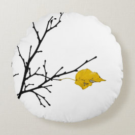 Gult Lime Träd Löv Rund Kudde