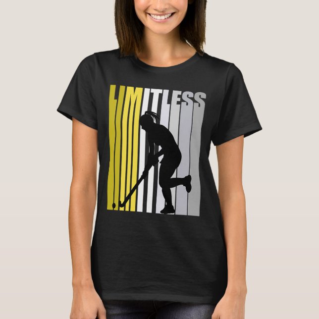 Gult Limitless Hockey Birthday Cute Retro Female T Shirt (Framsida)