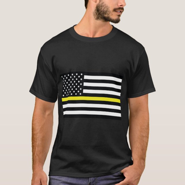 Gult line flagga, American flagga med Gult rand T Shirt (Framsida)