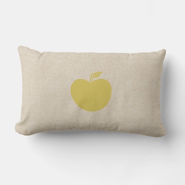 Gult Linen Apple Pillow Lumbarkudde (Framsida)