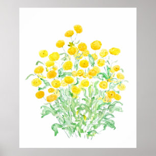 gult - liten floristisk daisy buntar vattenfärg poster
