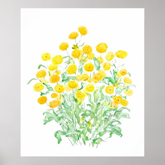 gult - liten floristisk daisy buntar vattenfärg poster (Framsidan)