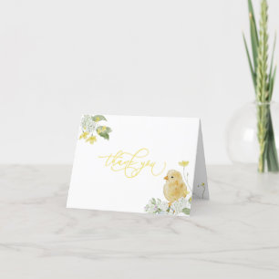 Gult Little Chick Baby Shower - tackkort