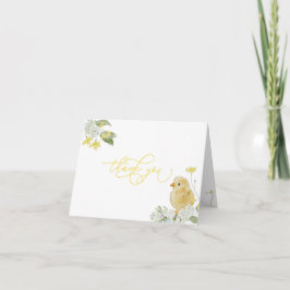 Gult Little Chick Baby Shower - tackkort