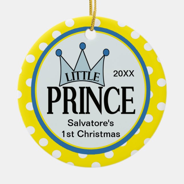 Gult Little Prince Första julprydnaden Julgransprydnad Keramik (Framsidan)