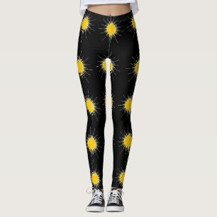 Gult ljusstrålande sol leggings
