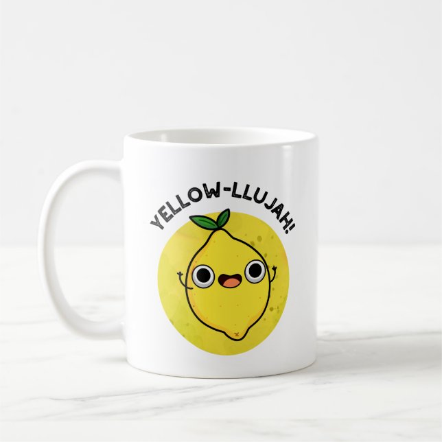 Gult-llujah Funny Lemon Pun Kaffemugg (Vänster)